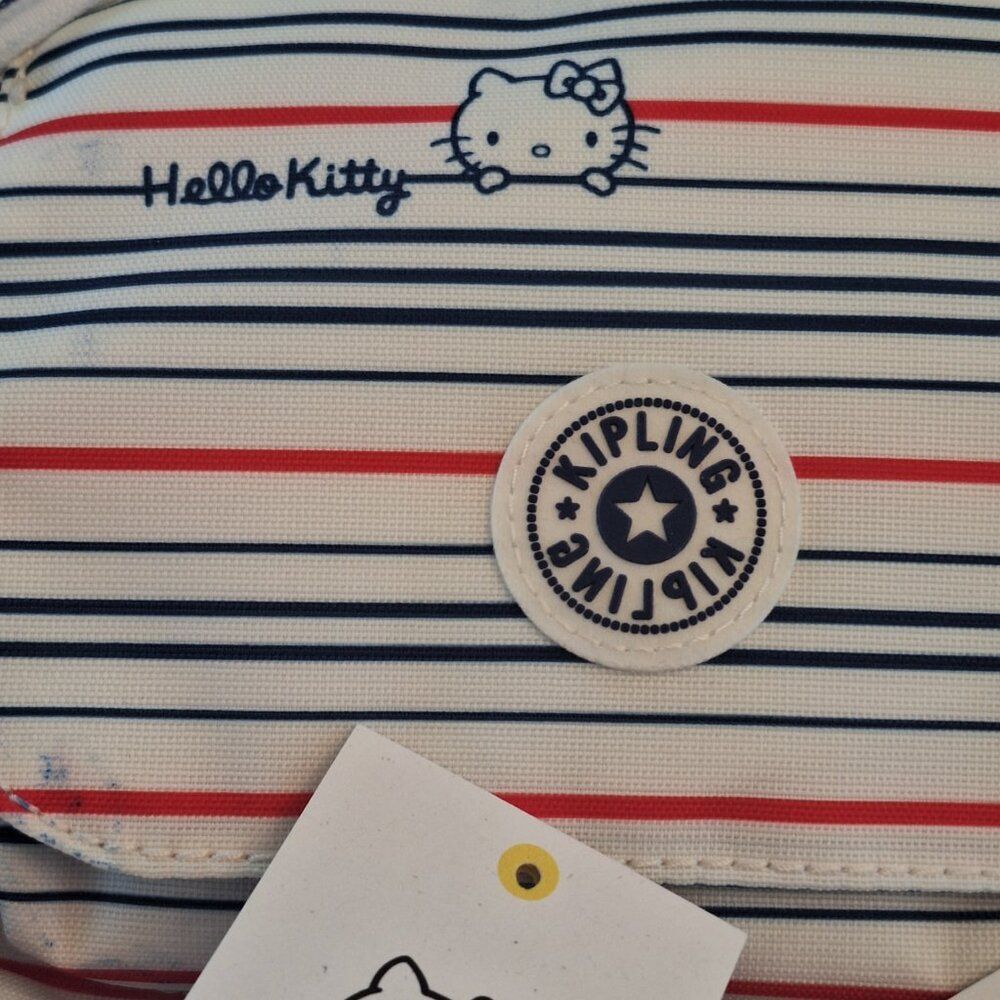 NEW Kipling X Sanrio Hello Kitty Striped Matta Backpack with Kitty Charm Retired - Picture 12 of 12
